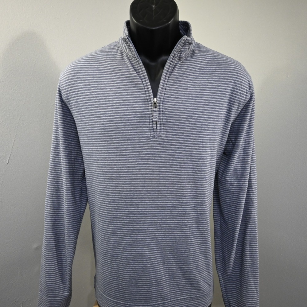 Johnnie-O 1/4 Zip Sweater‎ Mens Size Medium Striped Long Sleeve Pullover